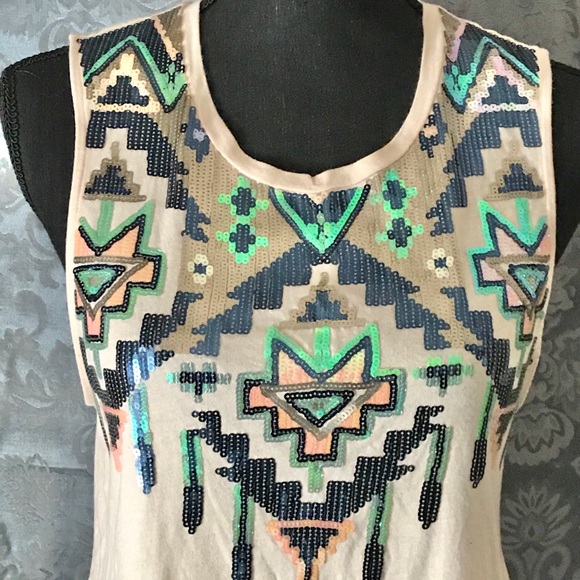Express Tops - Express Dreamweight Cotton Sequined Sleeveless Top